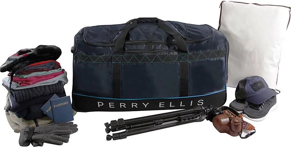 Perry Ellis Men's 24" Lightweight Rolling Duffel Bag-A324