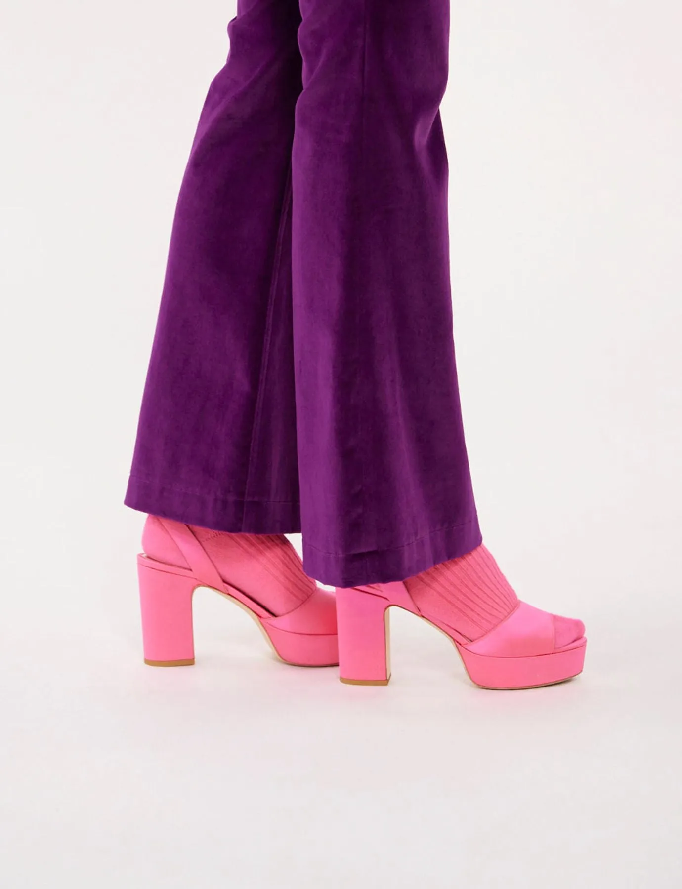 Pink satin platform sandal