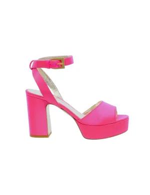 Pink satin platform sandal