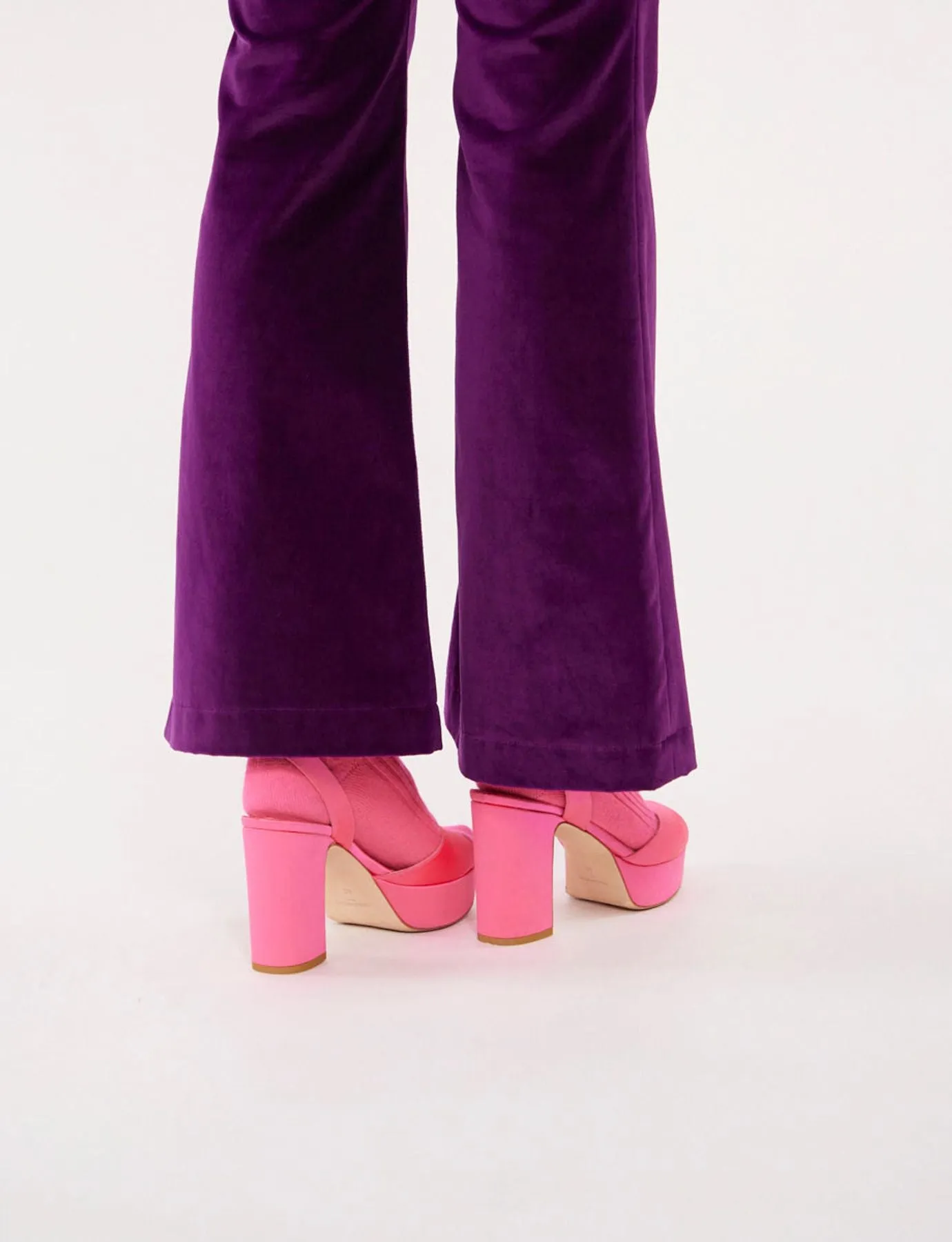 Pink satin platform sandal