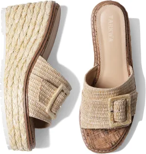 Platform Espadrille Wedge Sandals for Women Slip On Slides Comfortable Big Buckle Sandals Open Toe Beach Dress Sandal