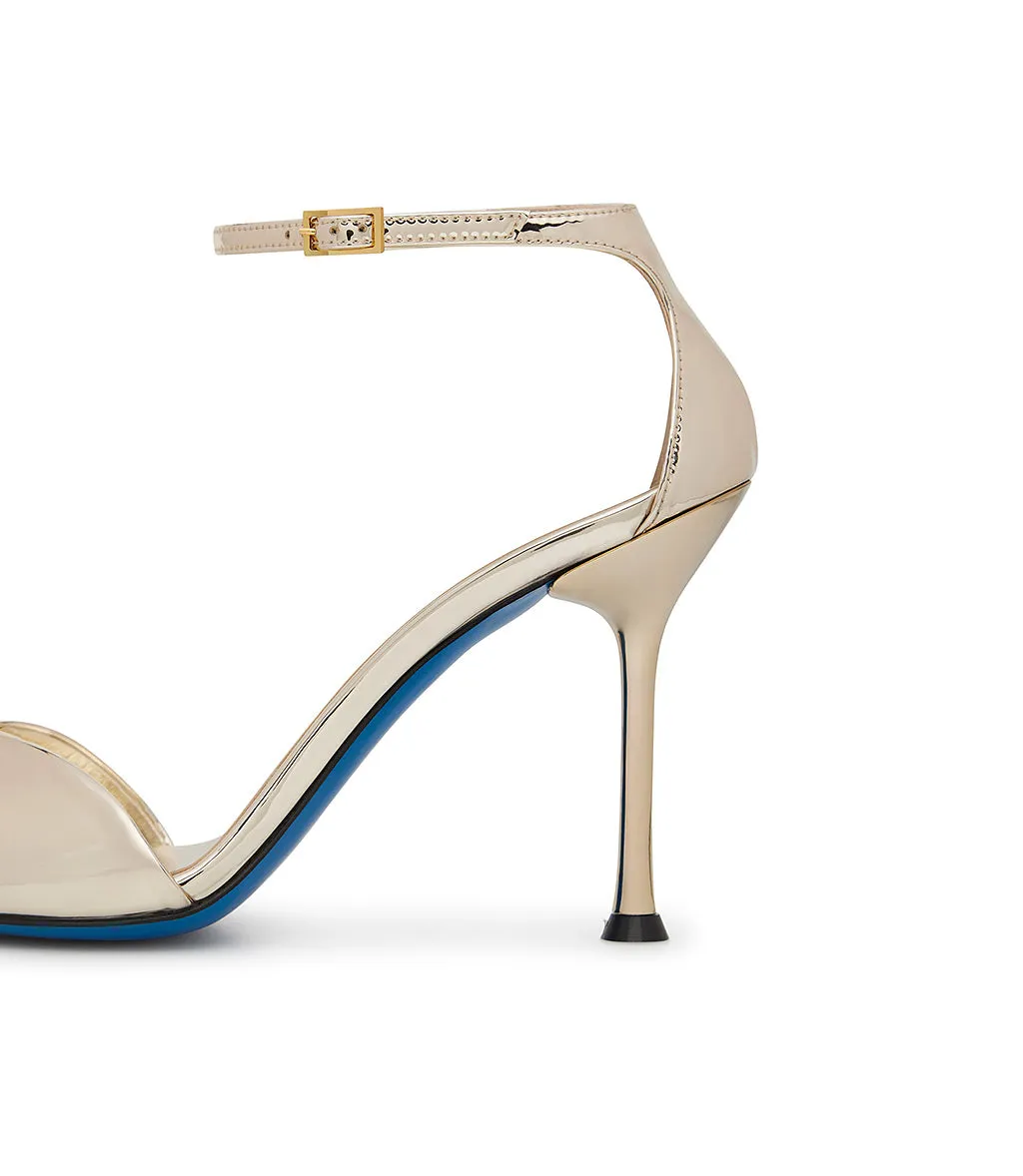Platinum mirror leather sandal