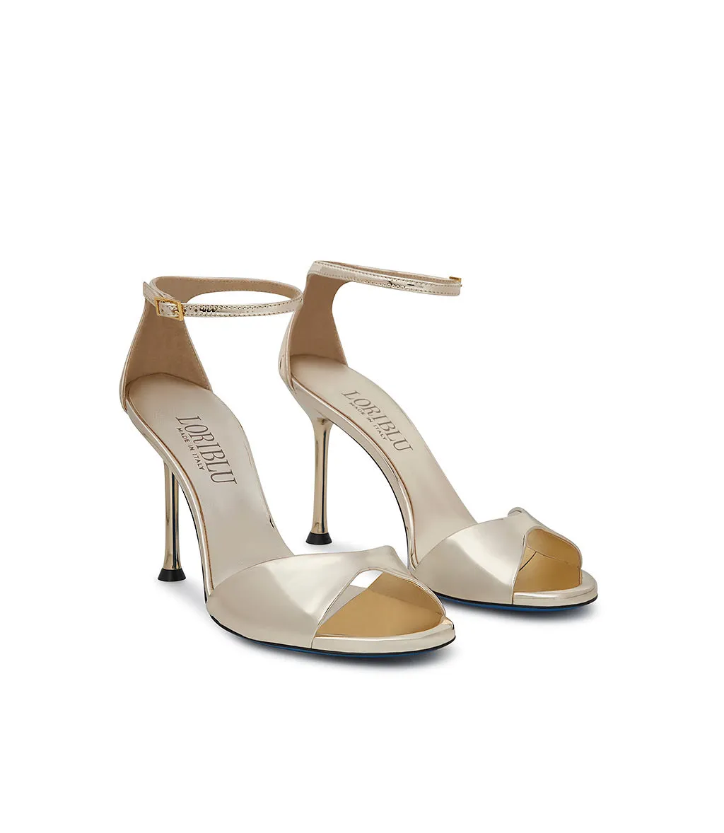 Platinum mirror leather sandal
