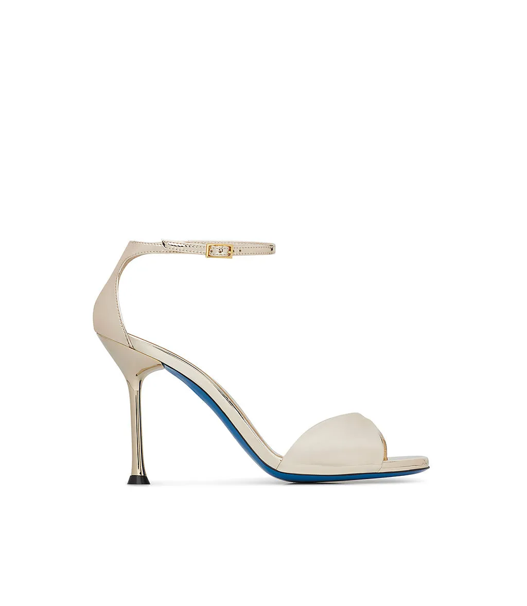 Platinum mirror leather sandal