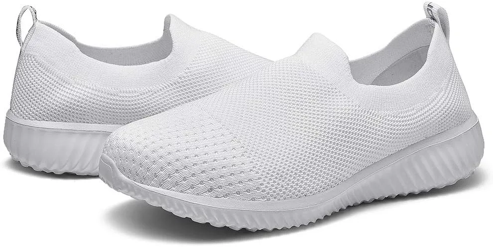 poemlady Walking Shoes Women Slip On Sneakers Knit Lightweight Comfortable Breathable Nurse Shoes for Work Travel