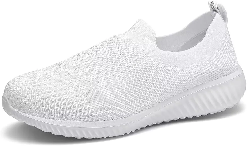 poemlady Walking Shoes Women Slip On Sneakers Knit Lightweight Comfortable Breathable Nurse Shoes for Work Travel