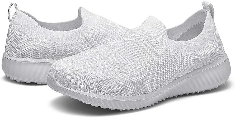 poemlady Walking Shoes Women Slip On Sneakers Knit Lightweight Comfortable Breathable Nurse Shoes for Work Travel