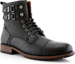 Polar Fox Mitch MPX808576 Mens Casual Cap Toe Boot Motorcycle Zipper Boots Men