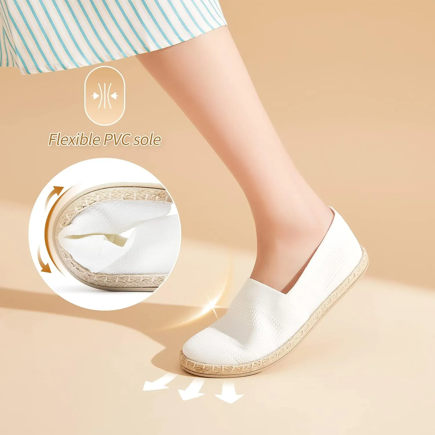 POVOGER Women's Black Flats Mesh Slip On Shoes Breathable Loafers Espadrilles Flats Soft Womens Casual Shoes