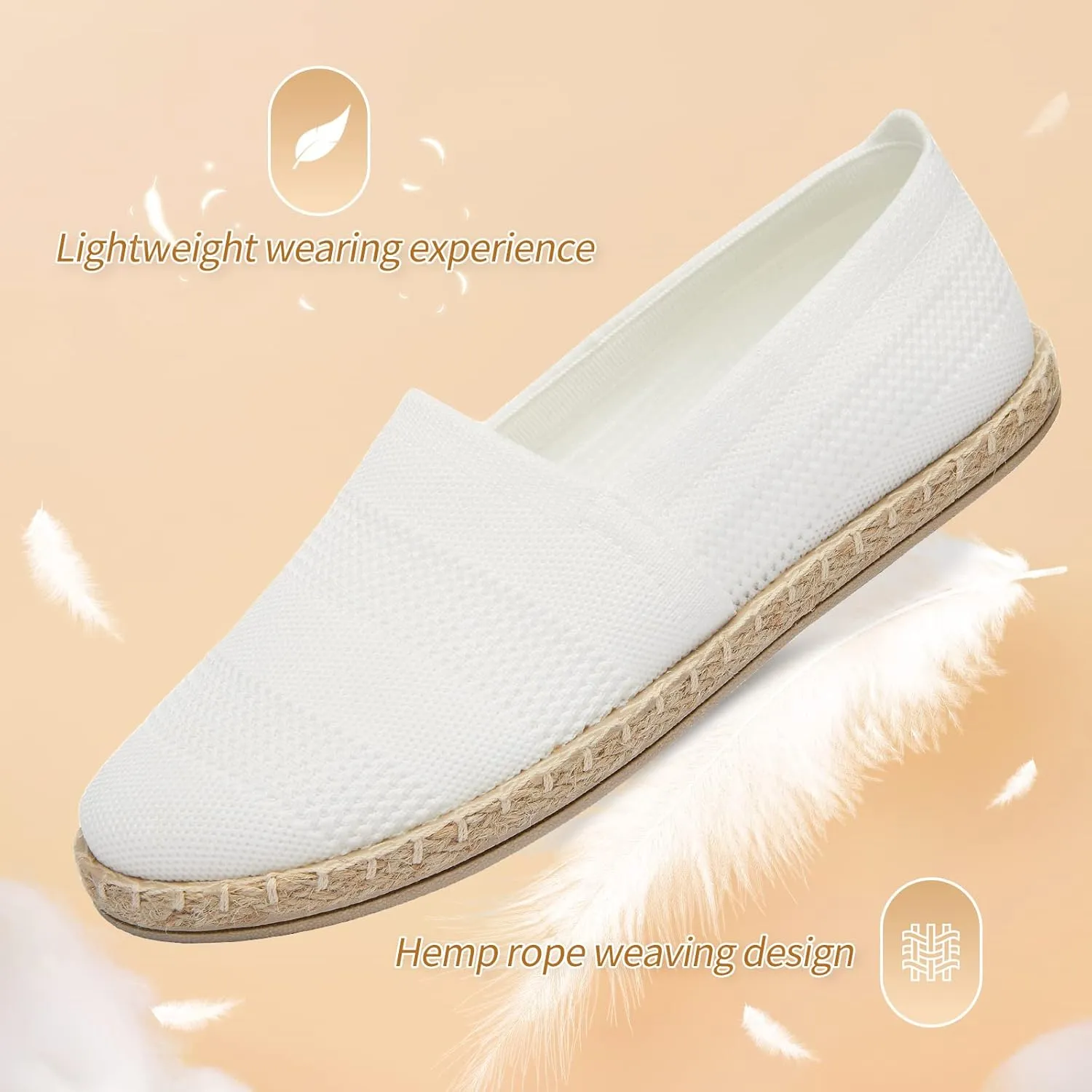POVOGER Women's Black Flats Mesh Slip On Shoes Breathable Loafers Espadrilles Flats Soft Womens Casual Shoes