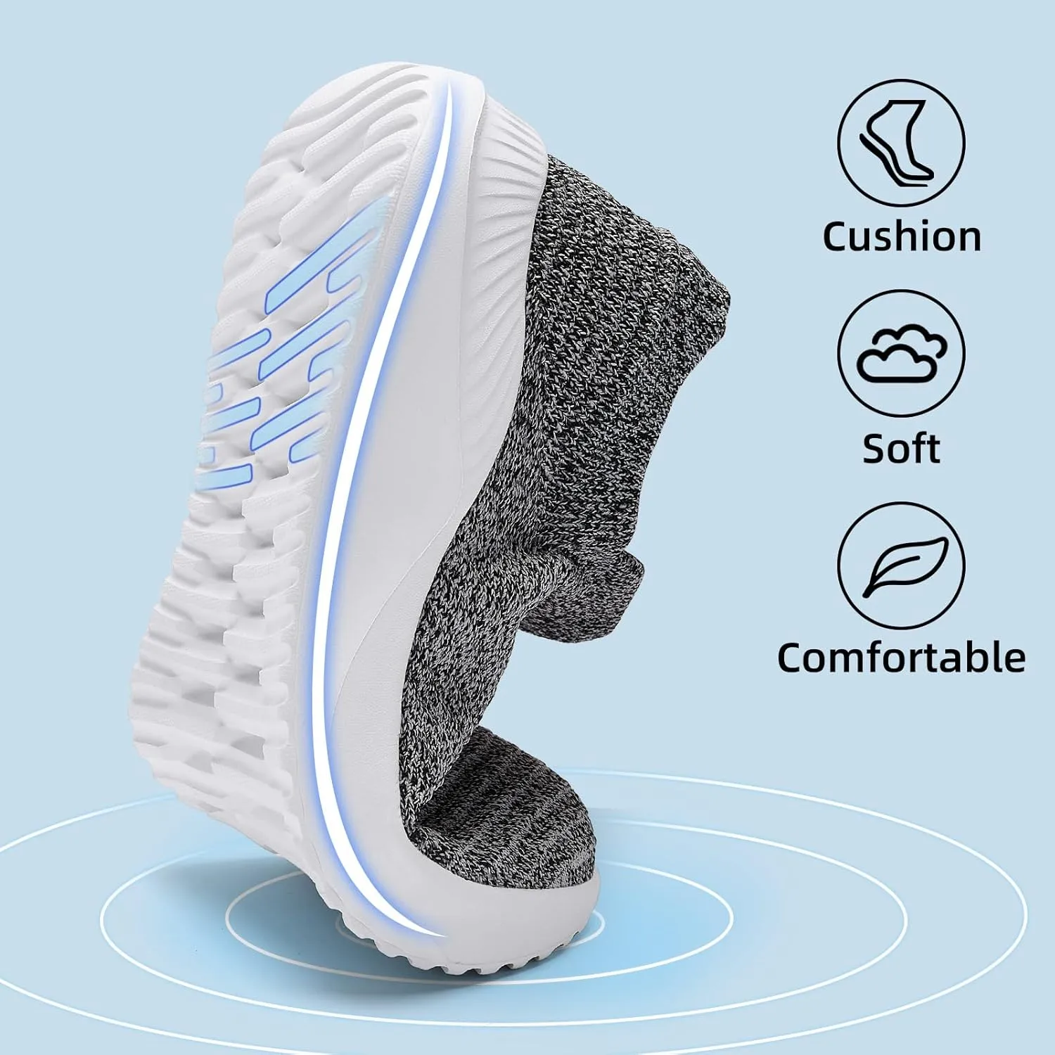 PPQ Womens Walking Shoes Slip on ，Soft Slip in Sock Sneakers for The Shoes are Very Light and Suitable for People who Walk a lot