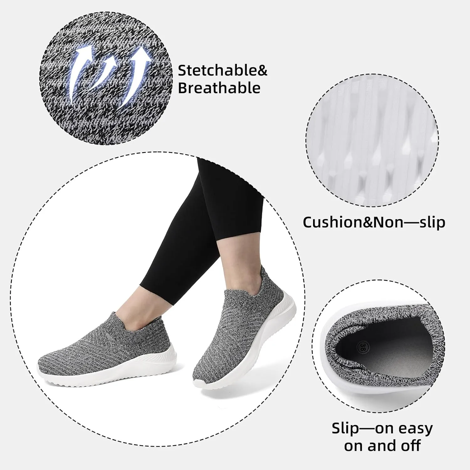 PPQ Womens Walking Shoes Slip on ，Soft Slip in Sock Sneakers for The Shoes are Very Light and Suitable for People who Walk a lot