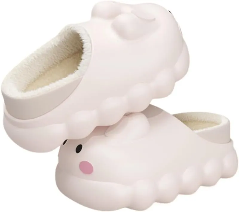 Premium Comfort Thermal Cute Rabbit Non Slip Women's Fuzzy House EVA Slippers Indoor Soft Extra Warm Kawaii Shoes