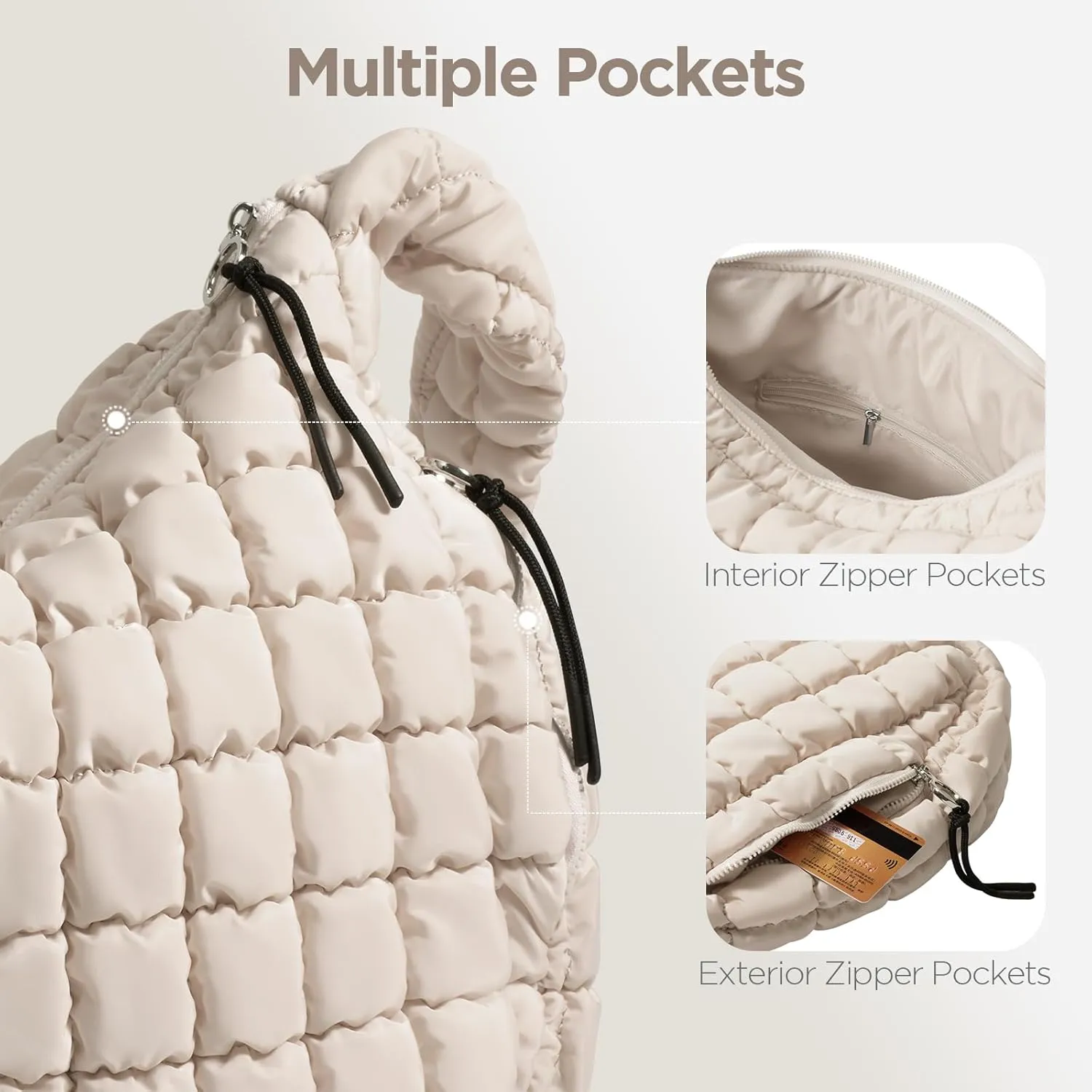 Puffer Tote Bag for Women Large Quilted Tote Bag Quilted Carryall Bag Soft Puffy Crossbody Bag Hobo Handbags Puff Purse