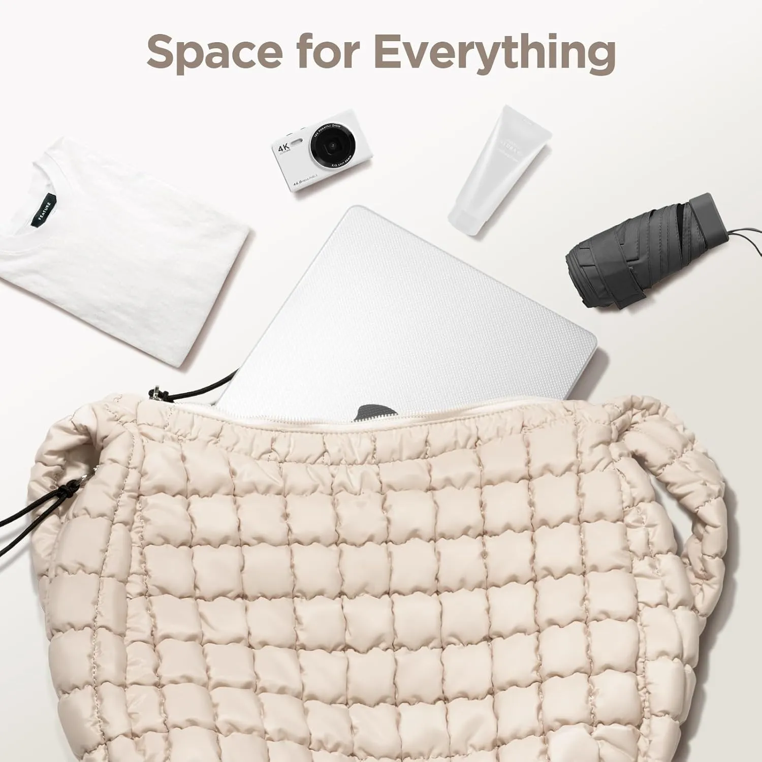 Puffer Tote Bag for Women Large Quilted Tote Bag Quilted Carryall Bag Soft Puffy Crossbody Bag Hobo Handbags Puff Purse