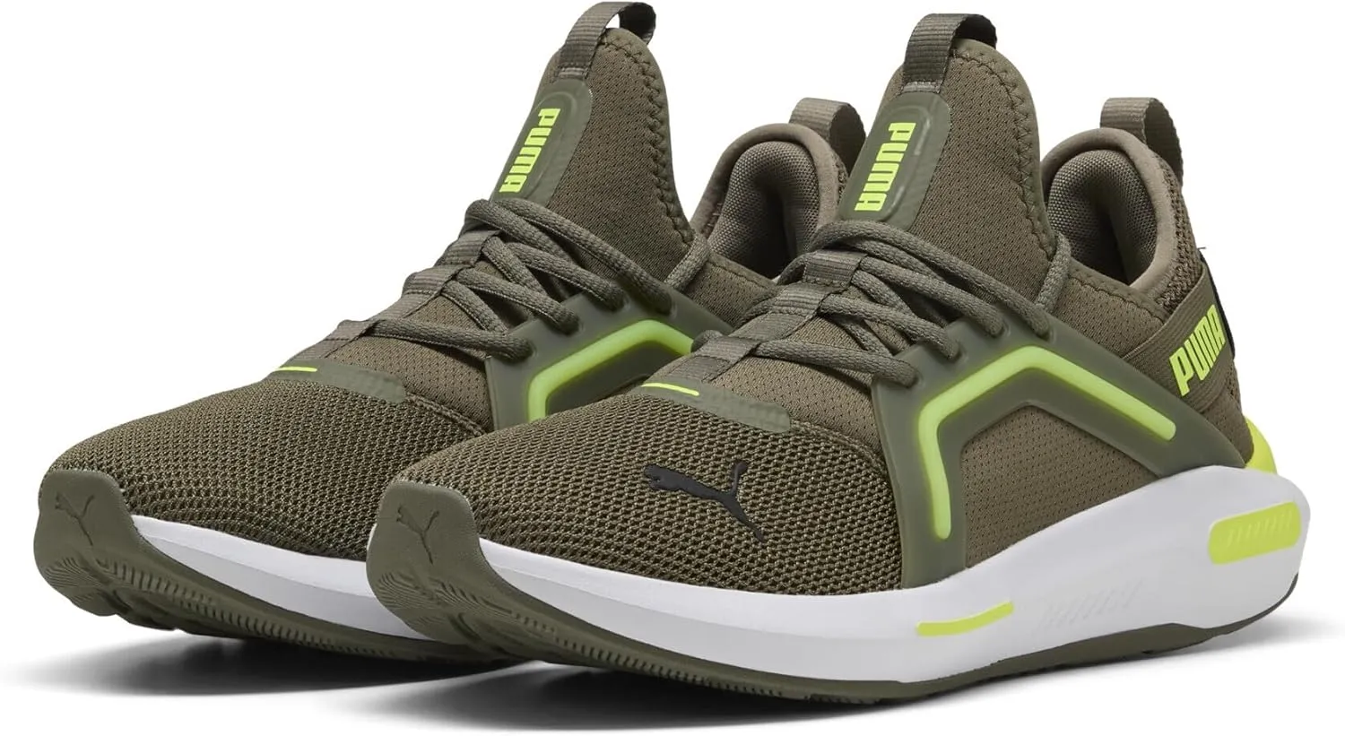 PUMA Unisex Softride Enzo 5 Street Running Shoe, Loden Green Yellow Alert, 9.5