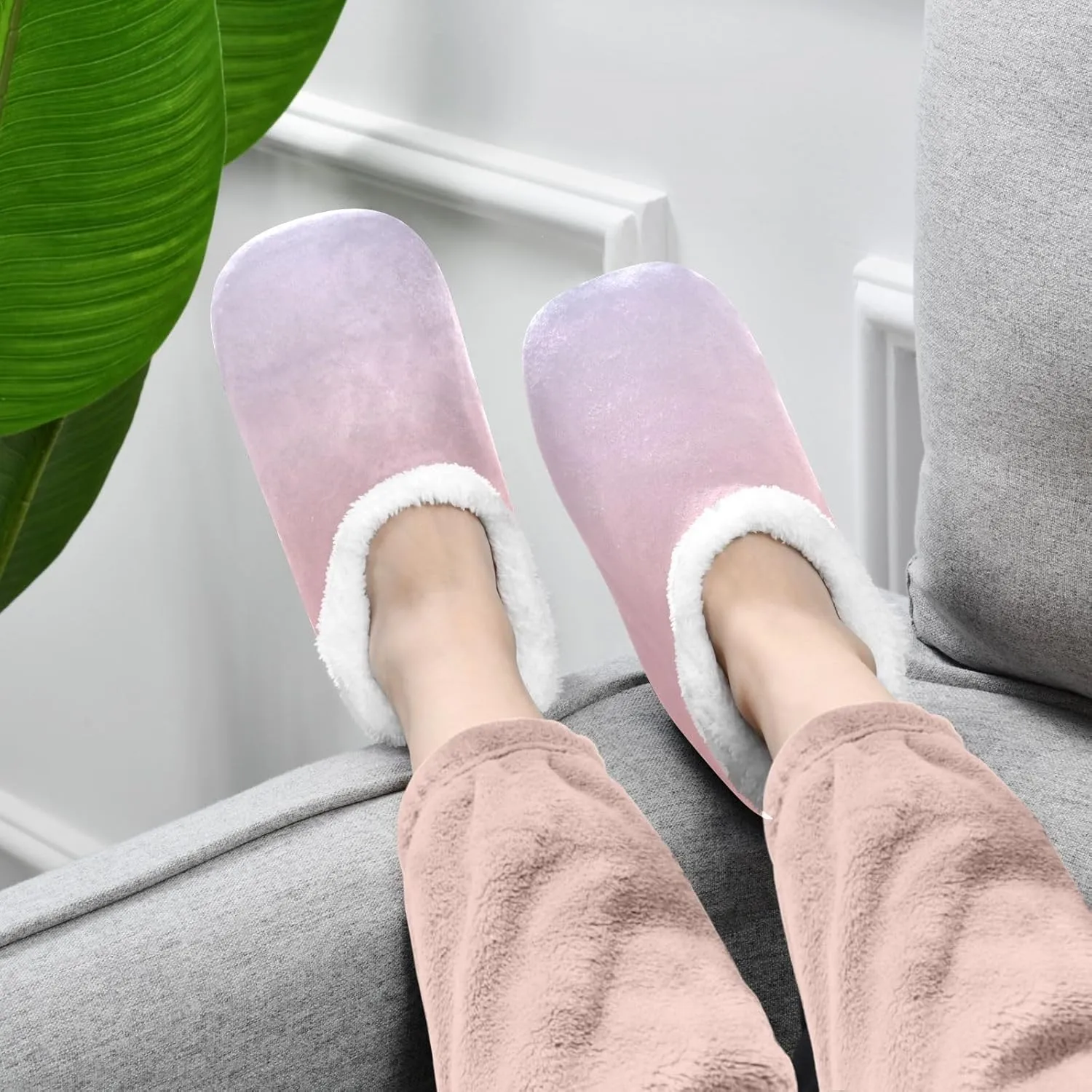 Purple Rose Gradient House Slippers Non-Slip Soft Comfy Slippers for Wedding