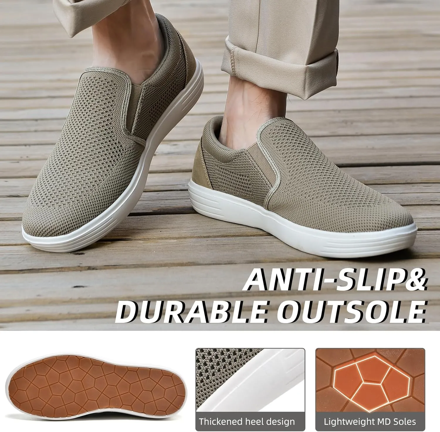 Puxowe Men's Casual Slip On Walking Shoes Mesh Comfortable Loafer