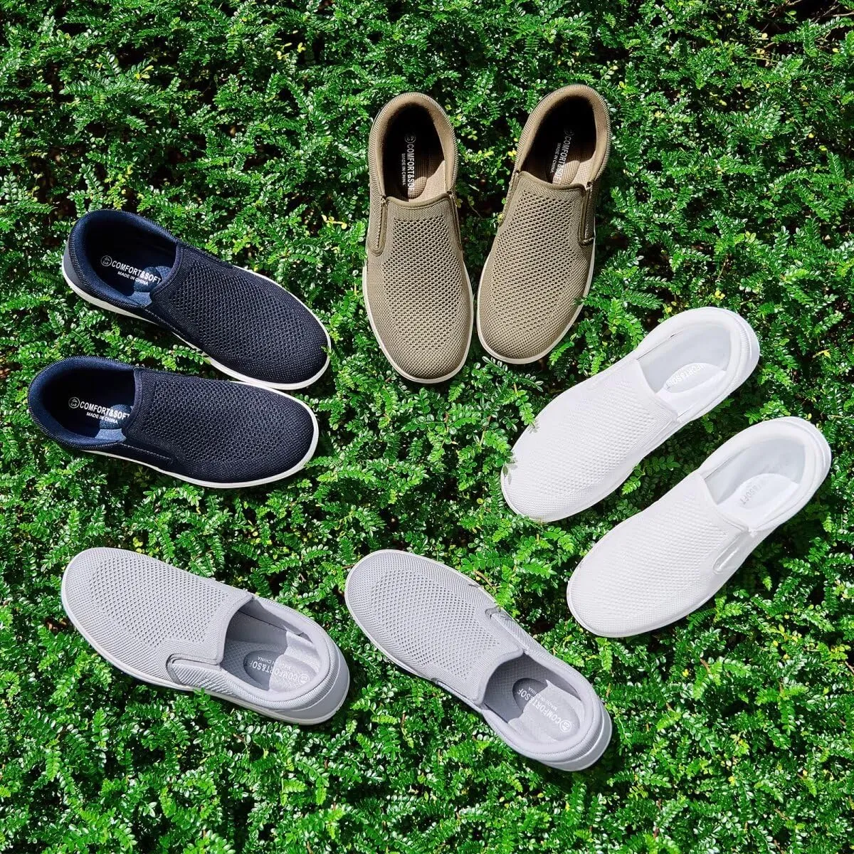 Puxowe Men's Slip On Walking Shoes-Lightweight Comfortable Knit Dress Sneaker