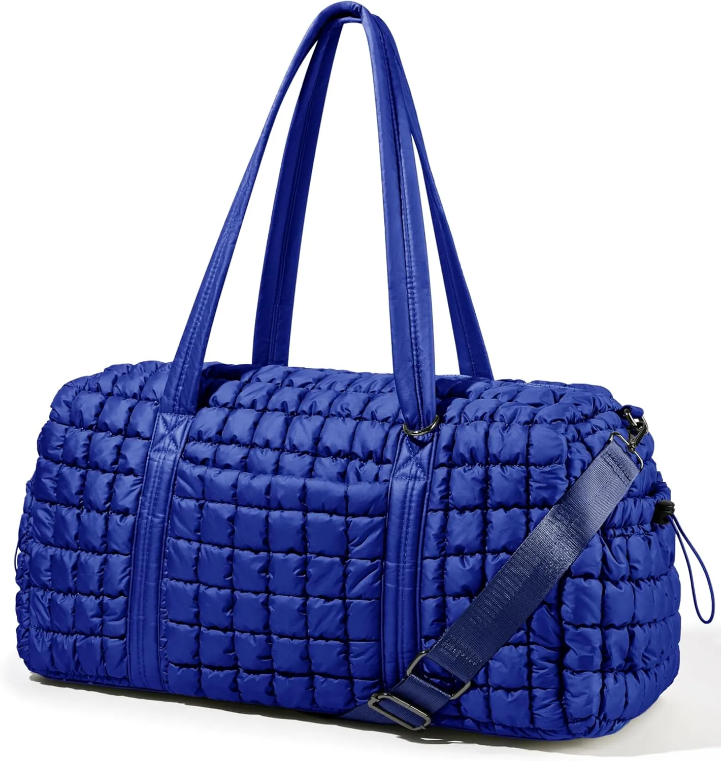 Quilted Travel Duffle Bag for Women Weekender Bag Large Puffer Overnight Bags Soft Puffy Duffel Bag Carry on Gym Bag Lightweight Personal Item Travel Bag for Trips Business Sport Airplane (Deep Navy)