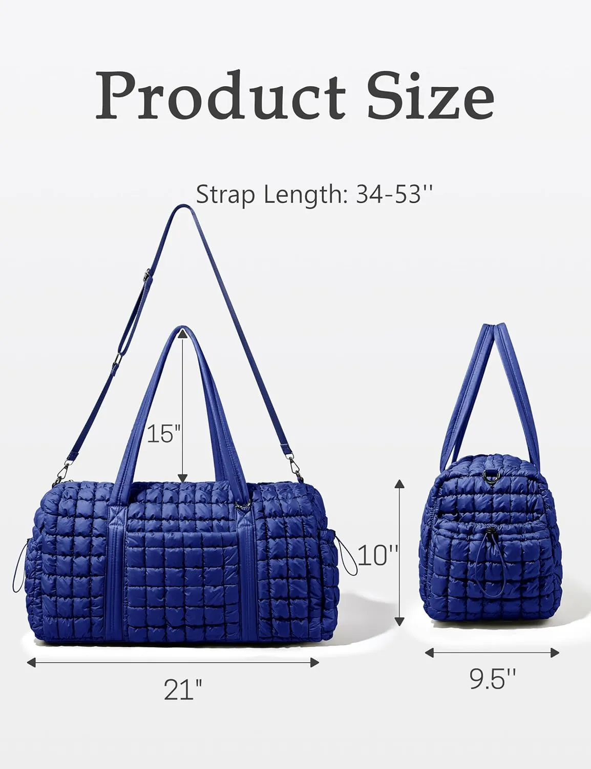 Quilted Travel Duffle Bag for Women Weekender Bag Large Puffer Overnight Bags Soft Puffy Duffel Bag Carry on Gym Bag Lightweight Personal Item Travel Bag for Trips Business Sport Airplane (Deep Navy)