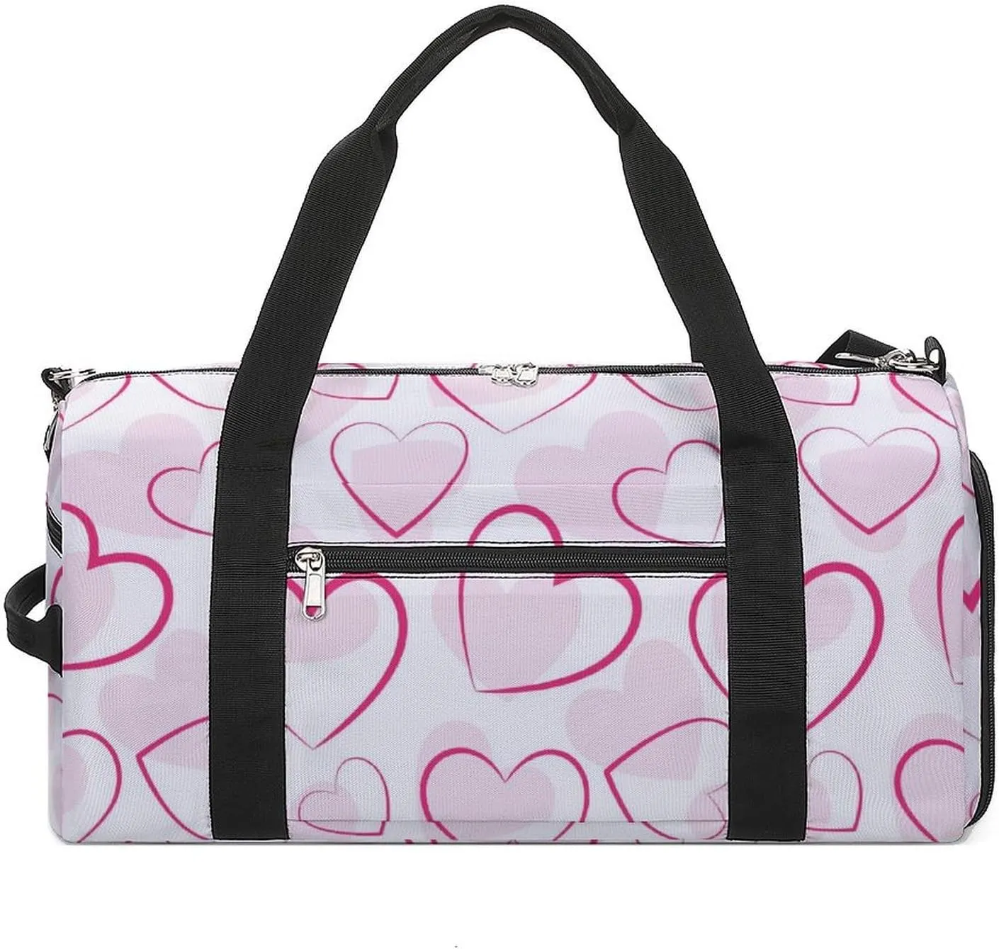 Red Hearts Romantic Duffel Bag with Shoe Compartment Lightweight for Travel Gym