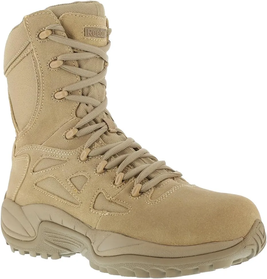 Reebok Work Mens Rapid Response Rb 8 Inch Electrical Hazard Composite Toe Work Safety Shoes Casual - Beige