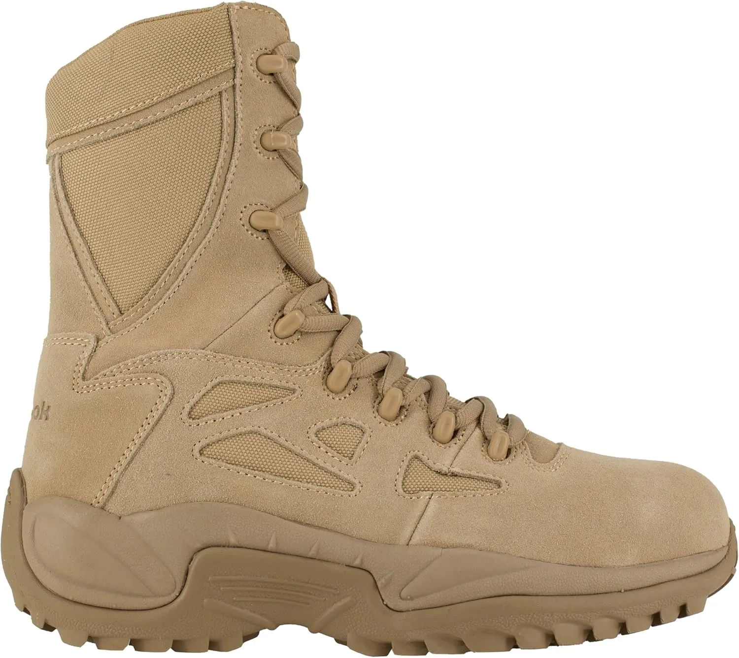 Reebok Work Mens Rapid Response Rb 8 Inch Electrical Hazard Composite Toe Work Safety Shoes Casual - Beige