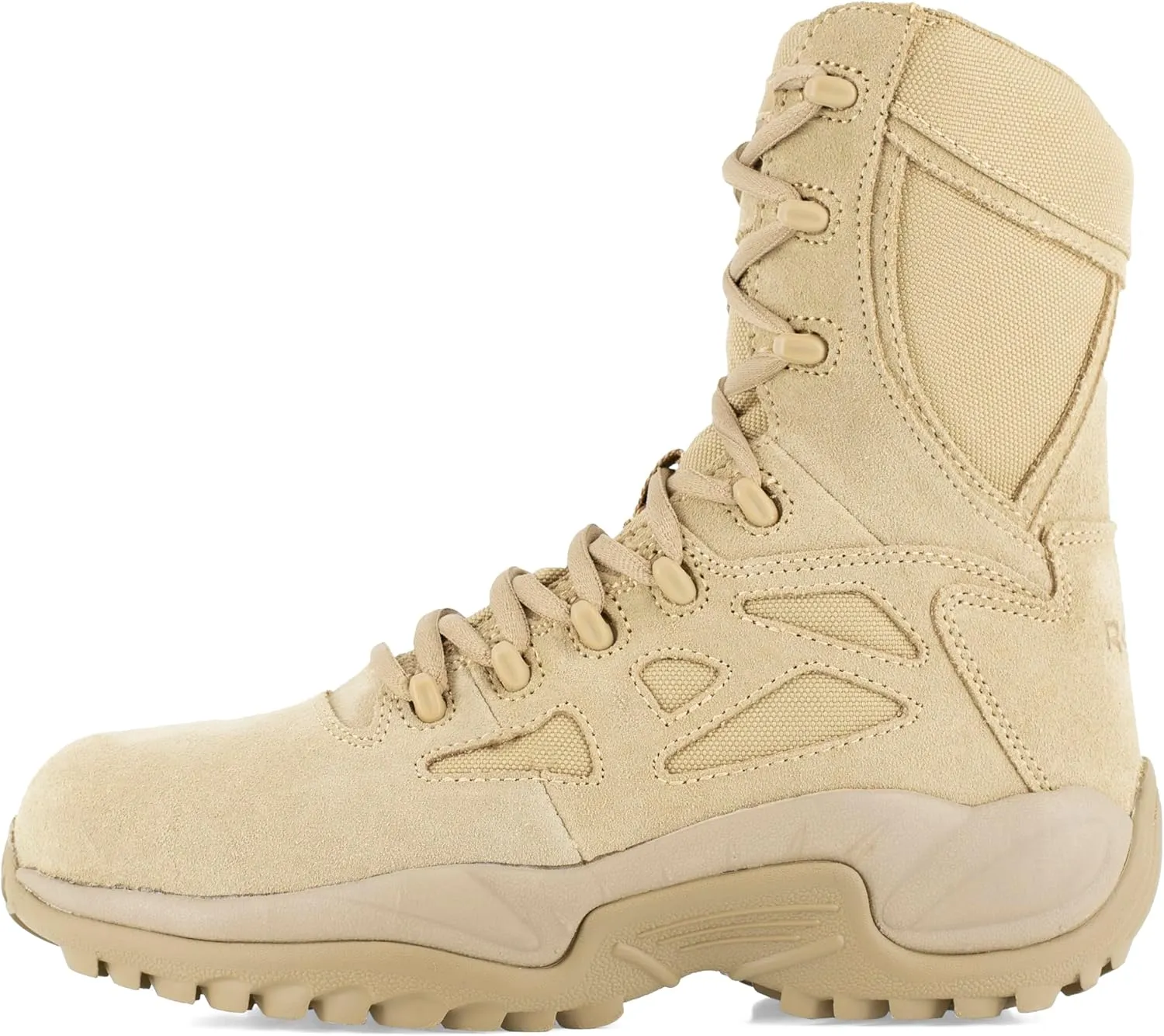 Reebok Work Mens Rapid Response Rb 8 Inch Electrical Hazard Composite Toe Work Safety Shoes Casual - Beige