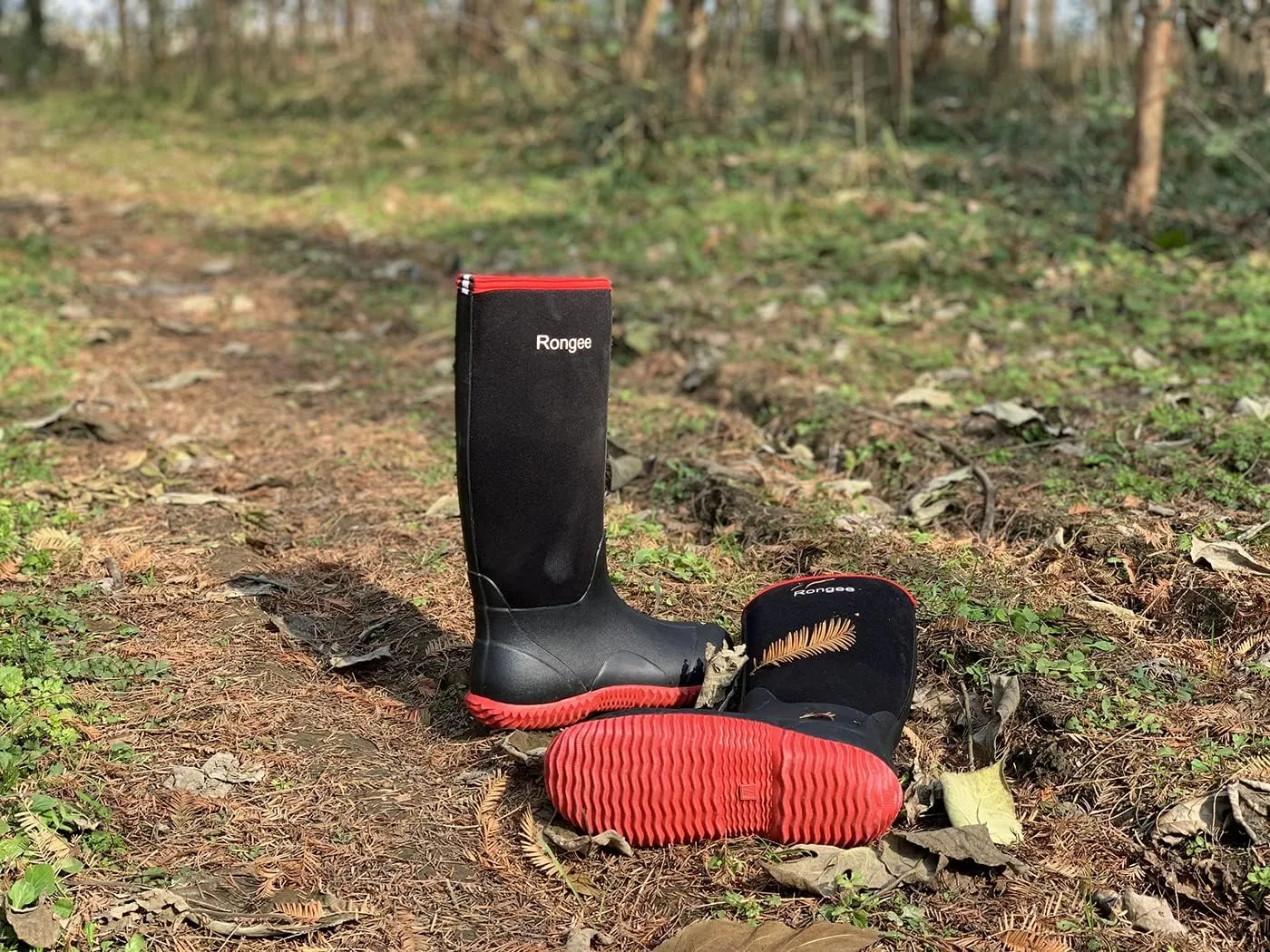 Rongee Rubber Boots for Women Waterproof Rain Boots Neoprene Insulated for Garden Outdoor Boots Mid Calf