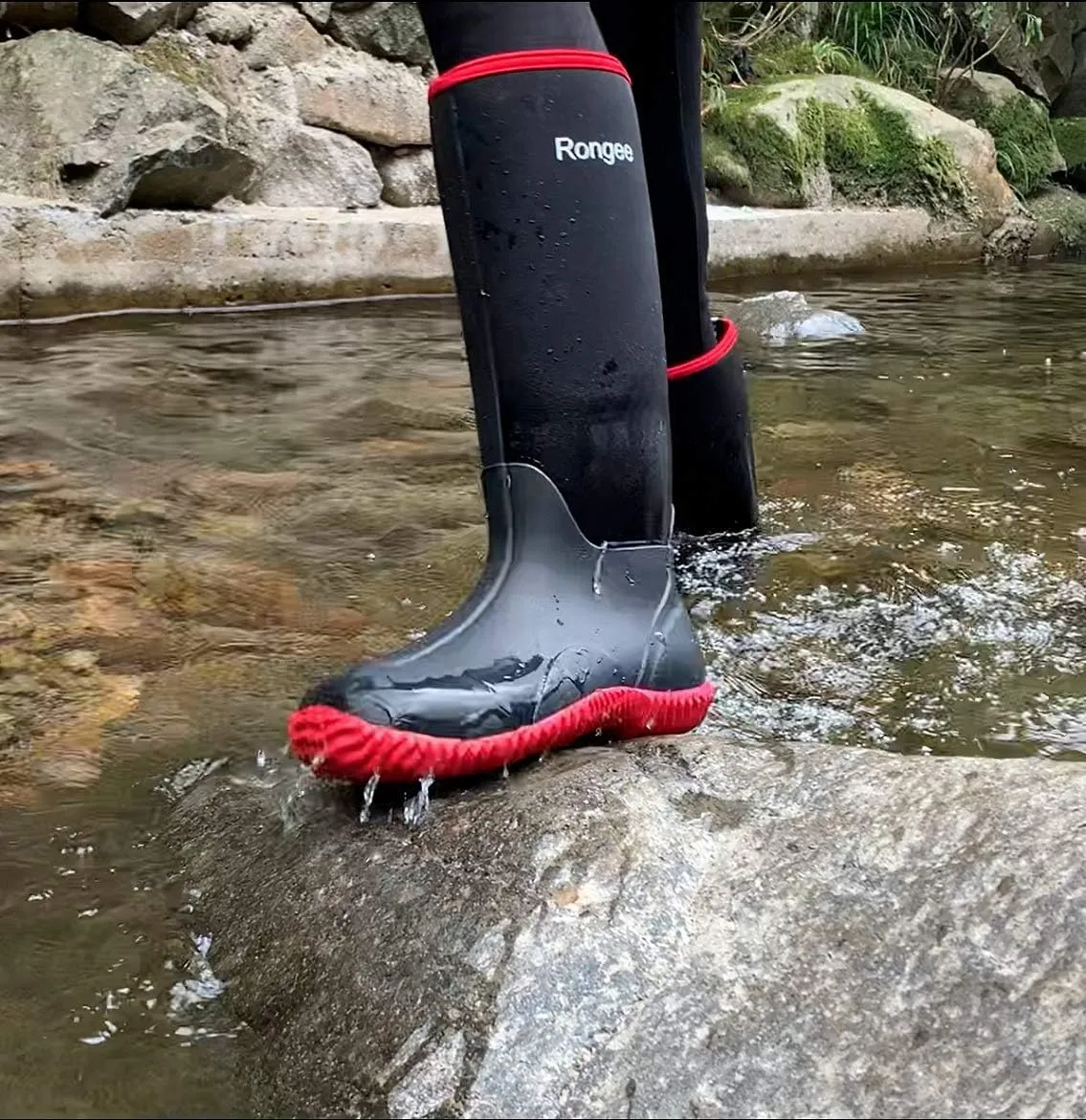 Rongee Rubber Boots for Women Waterproof Rain Boots Neoprene Insulated for Garden Outdoor Boots Mid Calf