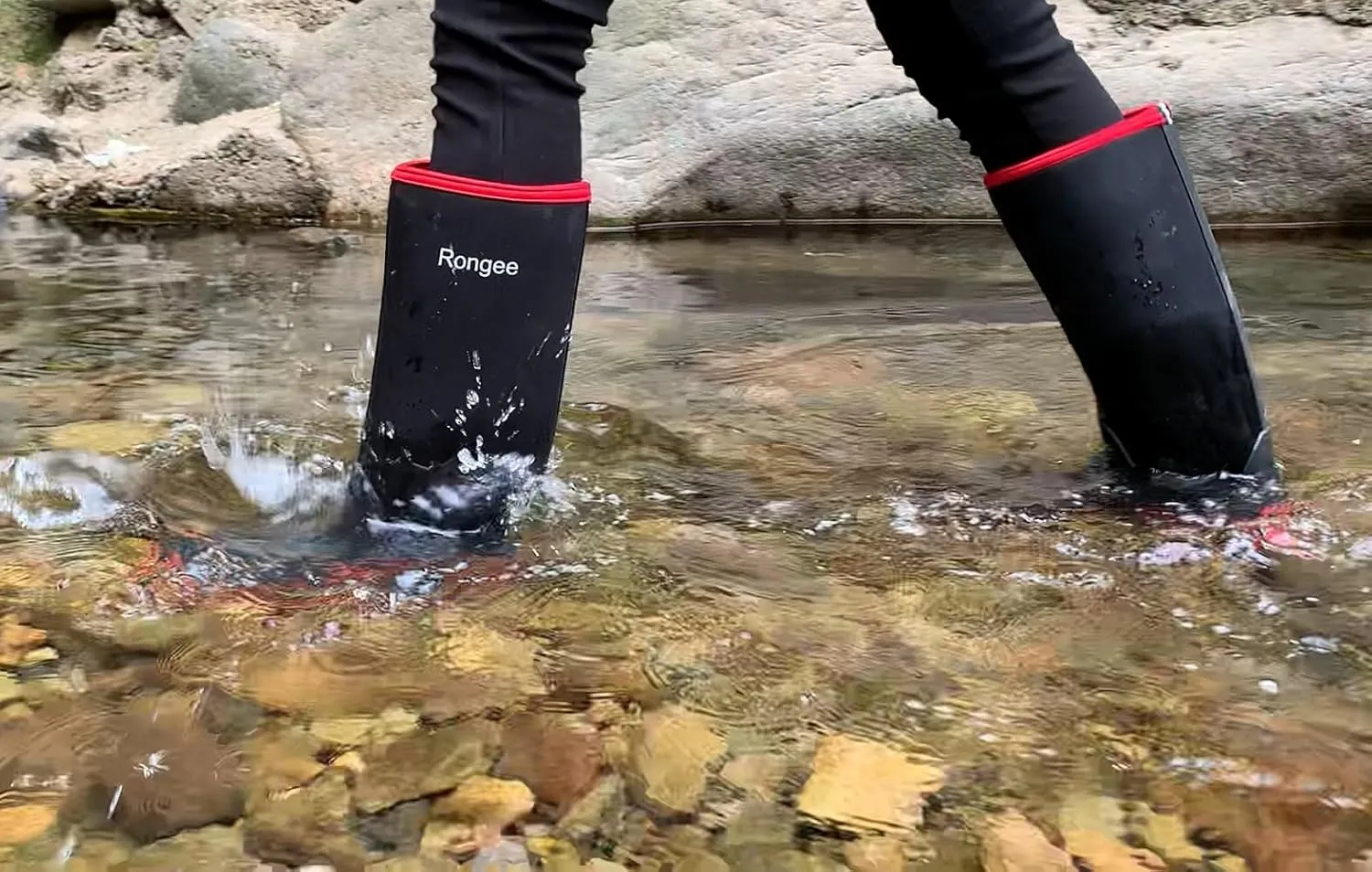 Rongee Rubber Boots for Women Waterproof Rain Boots Neoprene Insulated for Garden Outdoor Boots Mid Calf