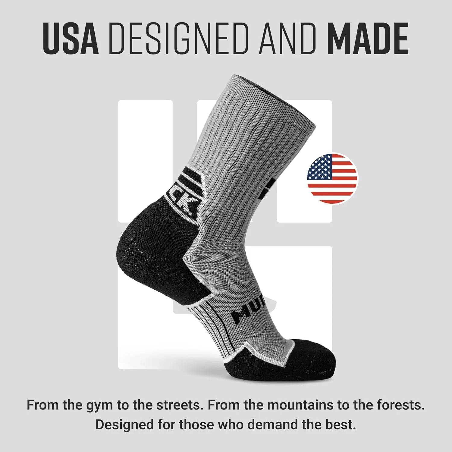 Ruck Socks, Merino Wool Tactical Boot Socks for Military, Rucking, Hiking, and Outdoor Adventures, USA-Made Crew Socks