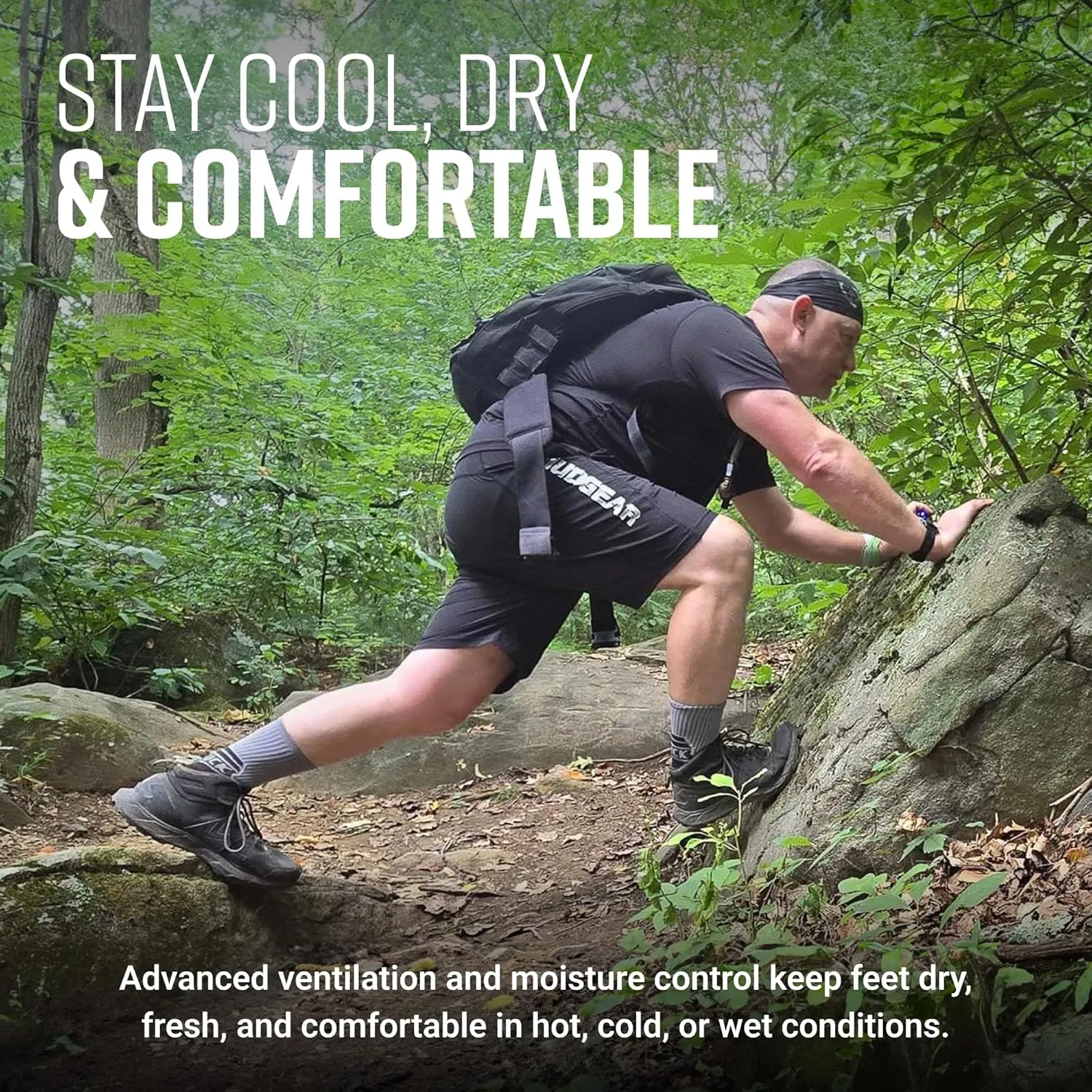 Ruck Socks, Merino Wool Tactical Boot Socks for Military, Rucking, Hiking, and Outdoor Adventures, USA-Made Crew Socks