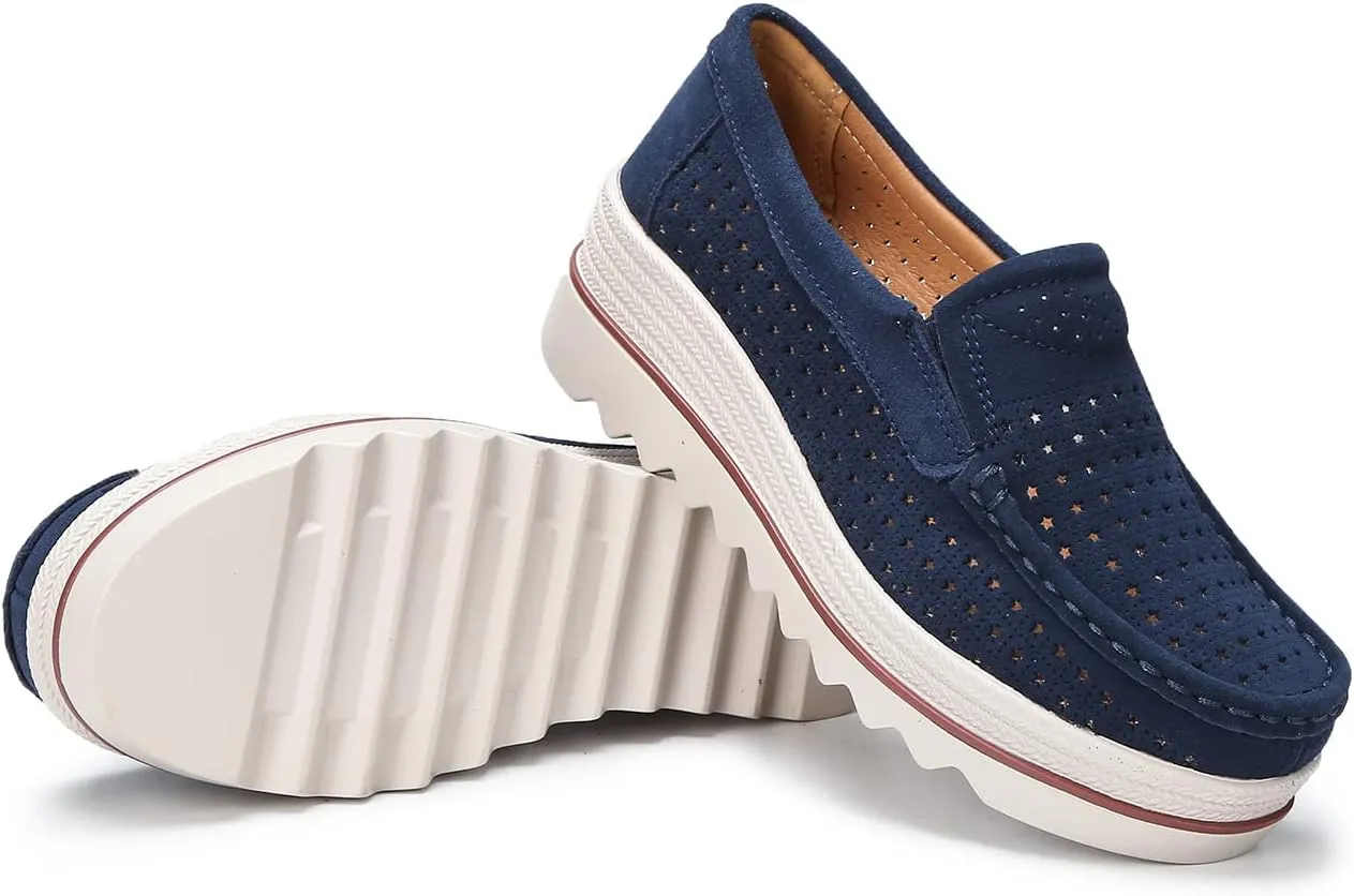 Ruiatoo Womens Slip on Loafers Comfortable Thick Soft Platform Shoes Business Casual Walking Shoes