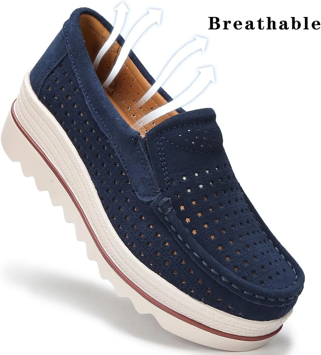 Ruiatoo Womens Slip on Loafers Comfortable Thick Soft Platform Shoes Business Casual Walking Shoes