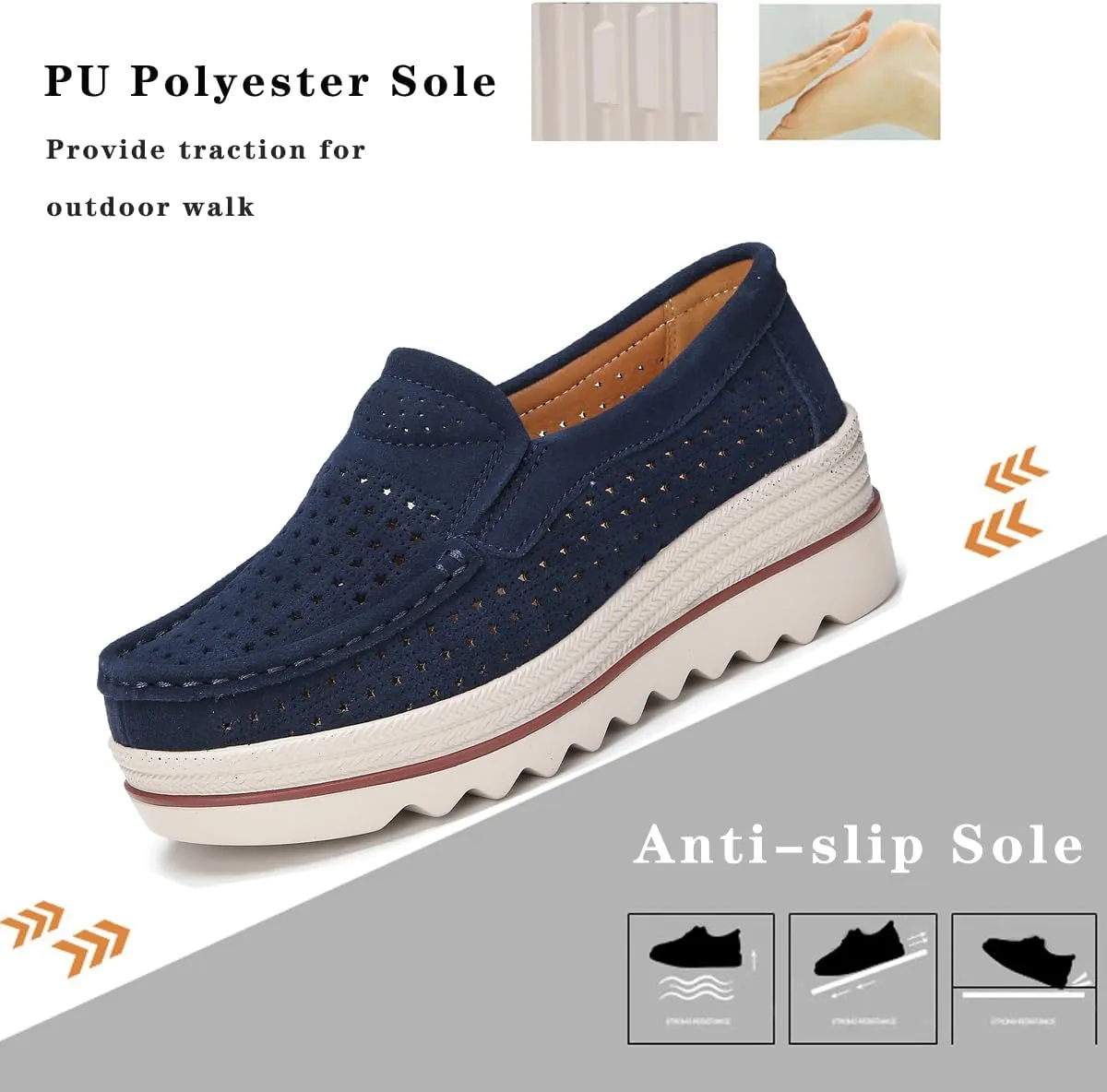 Ruiatoo Womens Slip on Loafers Comfortable Thick Soft Platform Shoes Business Casual Walking Shoes