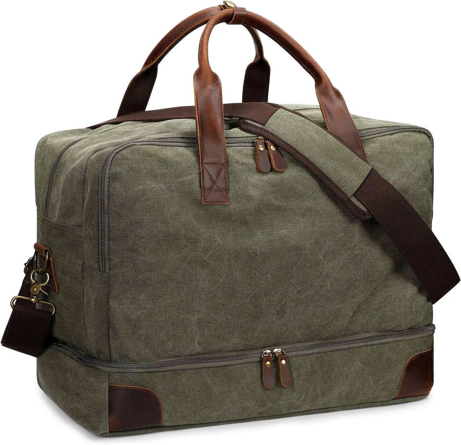 S-ZONE Mens Canvas Duffel Bag Travel Weekend Overnight Bag with Shoes Laptop Compartment 2.0 Version