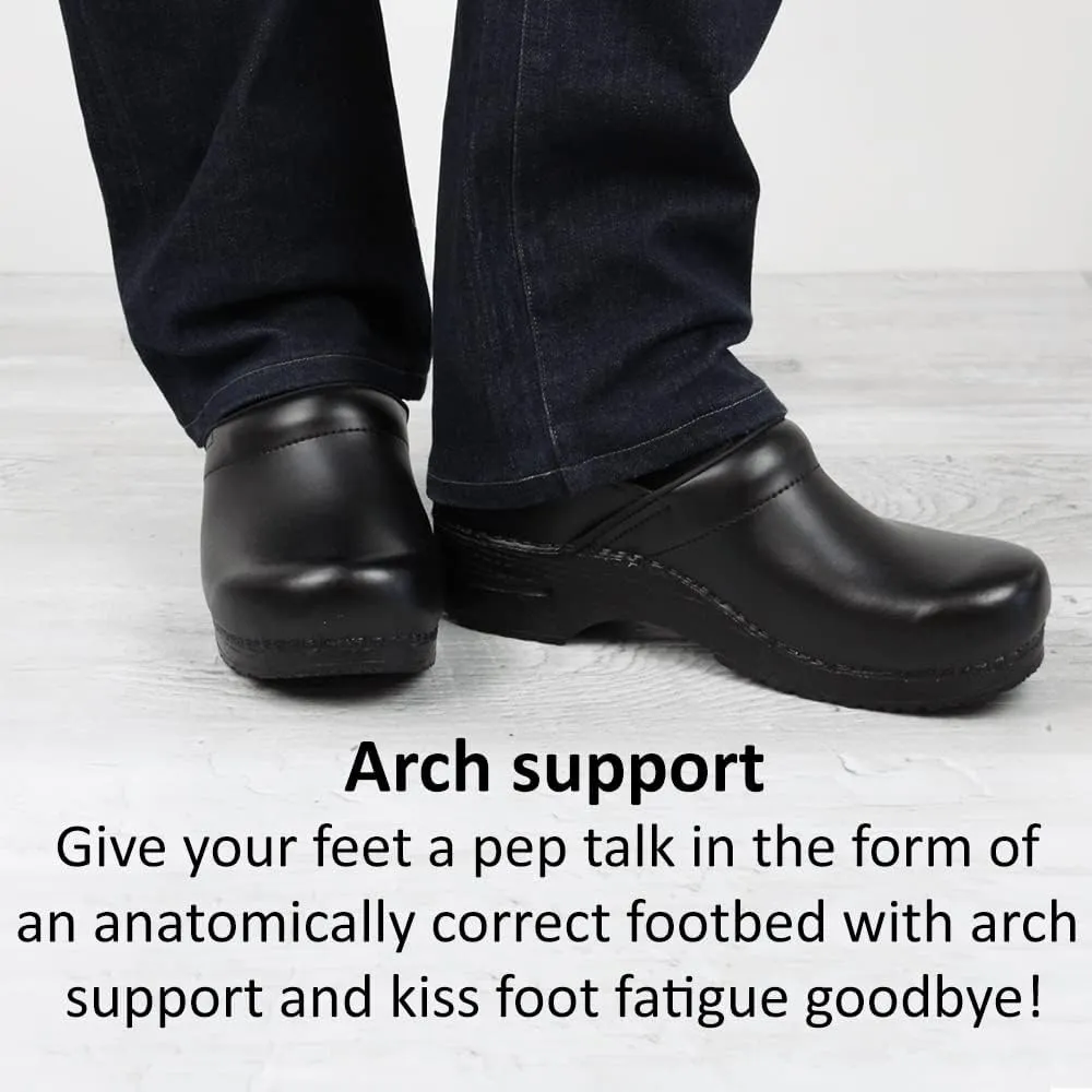 Sanita Pro Textured Oiled Narrow Professional Clogs for Men - Arch Support, Durable, Closed-Back Slip-On Shoes
