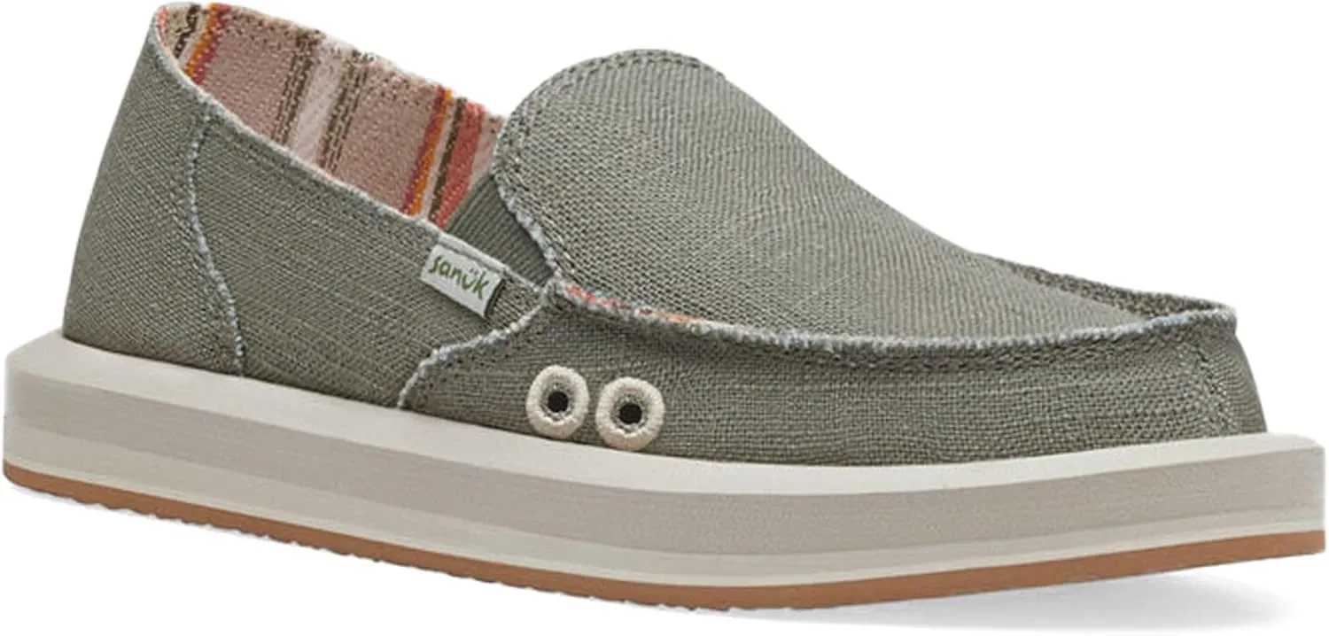 Sanuk Womens Donna Soft Top Hemp Loafers | Womens Shoes | Slip On Shoes for Women | Women's Slip-on Loafers | Memory Foam Footbed