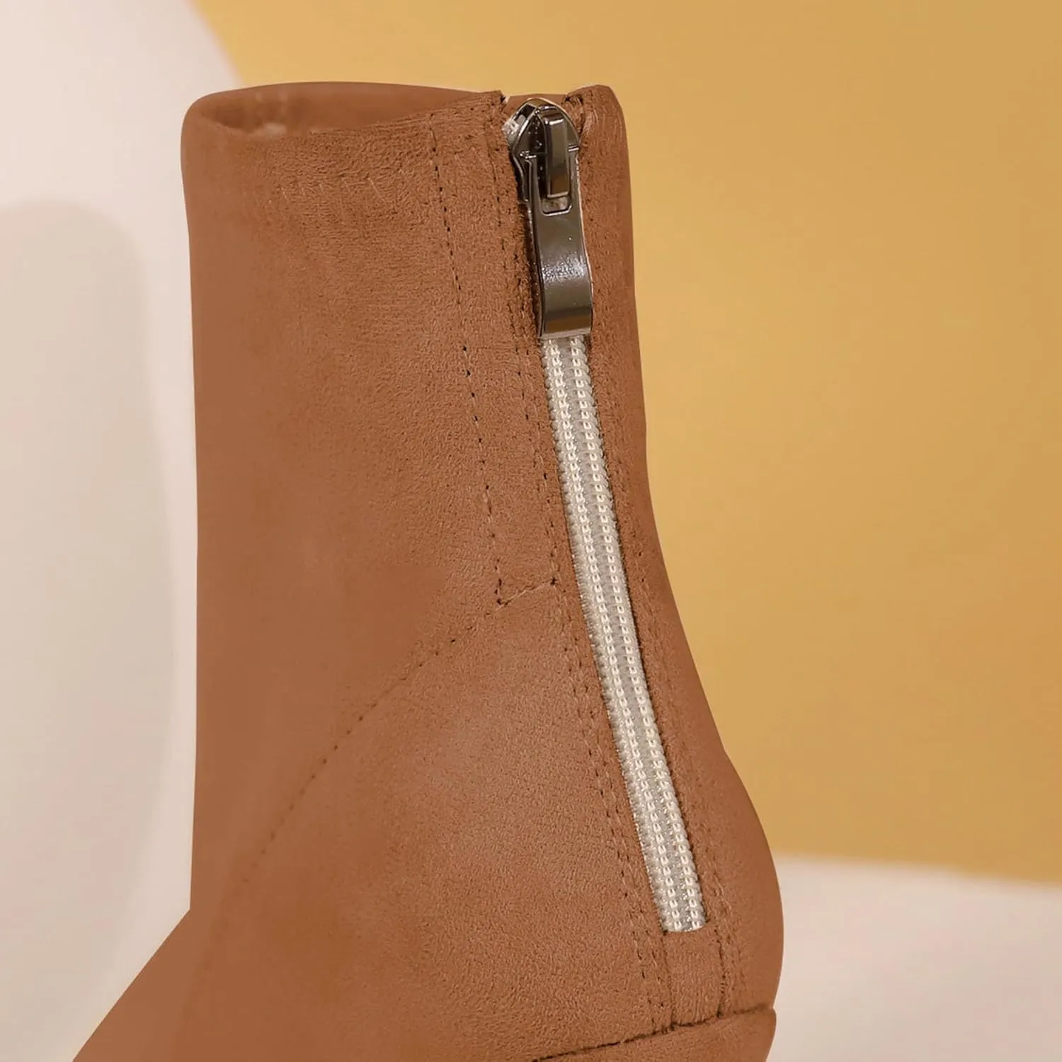 SHEMEE Women's Summer Peep Toe Stiletto High Heels Ankle Boots Faux Suede Open Toe Sandals Booties Shoes with Back Zipper