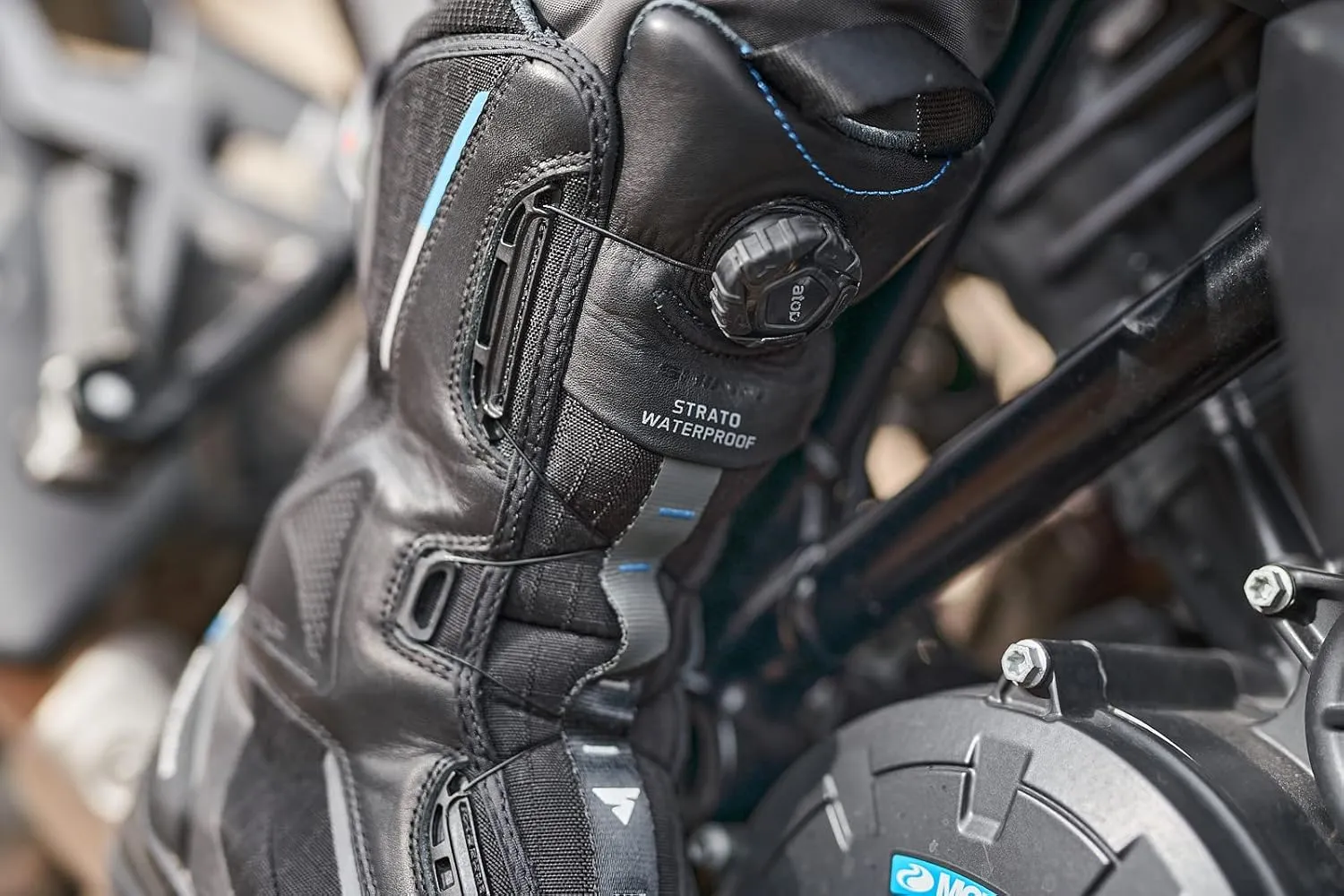 SHIMA STRATO WP, Waterproof Motorcycle Boots for Men - Vented, Reinforced Lightweight Long Biker Riding Boots with ATOP Fast-Closure