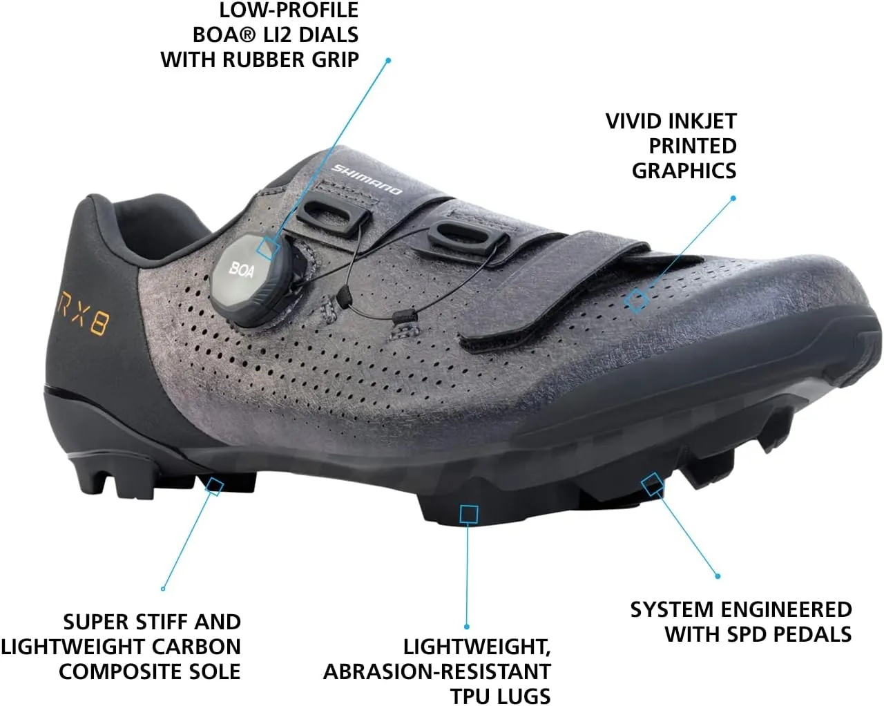 SHIMANO SH-RX801 Men’s Ultralight High Performance Gravel Racing Shoe