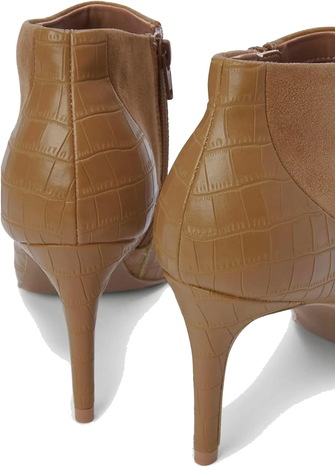 SHODENSE Open Peep Toe Stiletto Booties for Women Zipper Sexy 3" High Heels Ankle Boots Crocodile Zip Up Dress Boot Round Toe Suede Sandal Booties Patchwork Fall Summer Party Wedding Office 4-11 M US