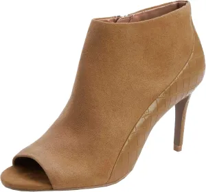 SHODENSE Open Peep Toe Stiletto Booties for Women Zipper Sexy 3" High Heels Ankle Boots Crocodile Zip Up Dress Boot Round Toe Suede Sandal Booties Patchwork Fall Summer Party Wedding Office 4-11 M US