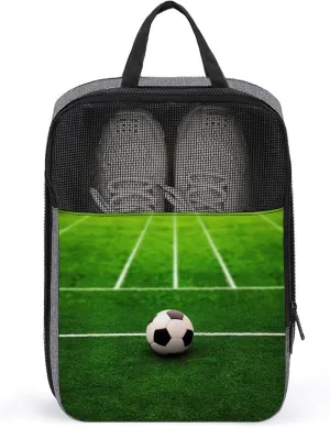 Shoe Bags for Travel Women Men,Grass Field Soccer Playground Print Foldable Shoe Travel Bag with Zipper,Travel Shoe Bags for Storage Packing in Suitcase,Portable Travel Essentials