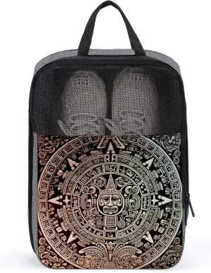 Shoe Bags for Travel Women Men,Mayan Calendar Doomsday Print Foldable Shoe Travel Bag with Zipper,Travel Shoe Bags for Storage Packing in Suitcase,Portable Travel Essentials