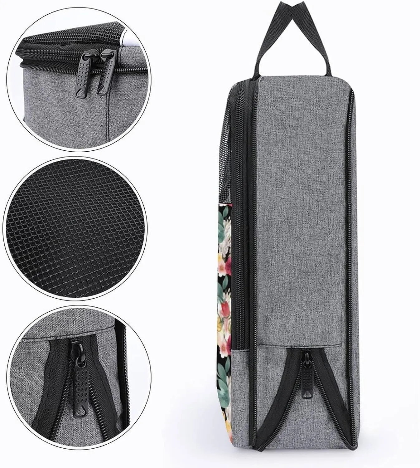 Shoe Bags for Travel Women Men,Steer Floral Print Foldable Shoe Travel Bag with Zipper,Travel Shoe Bags for Storage Packing in Suitcase,Portable Travel Essentials