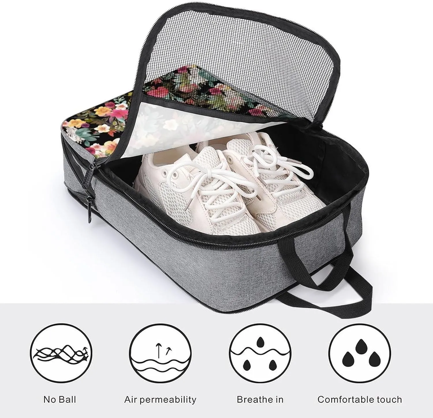 Shoe Bags for Travel Women Men,Steer Floral Print Foldable Shoe Travel Bag with Zipper,Travel Shoe Bags for Storage Packing in Suitcase,Portable Travel Essentials