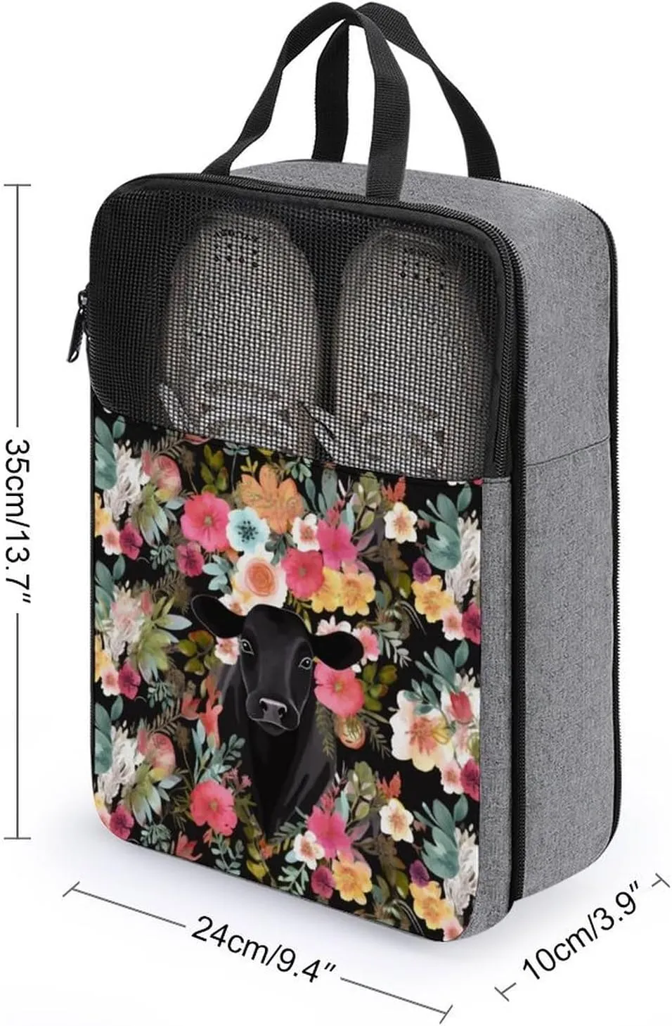 Shoe Bags for Travel Women Men,Steer Floral Print Foldable Shoe Travel Bag with Zipper,Travel Shoe Bags for Storage Packing in Suitcase,Portable Travel Essentials